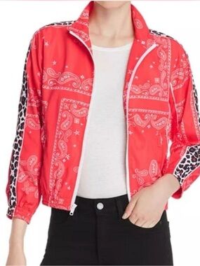 Pam & Gela Red Bandana-Print Track Jacket with White Trim